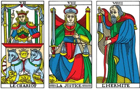 major arcana cards 7-9